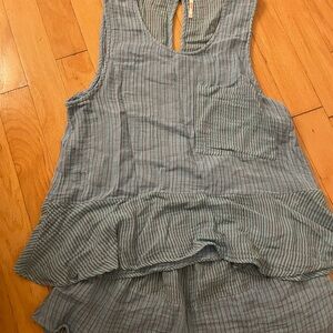 Free People Blue Striped Top and Shorts